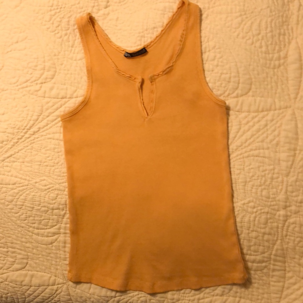 Zara bright gold ribbed cotton tank top, racerback, size S